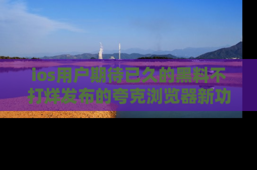 ios用户期待已久的黑料不打烊发布的夸克浏览器新功能上线啦！